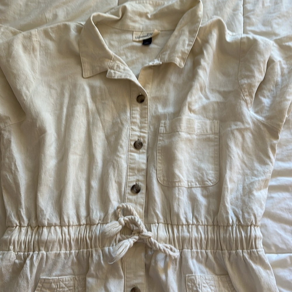 Cream utility romper